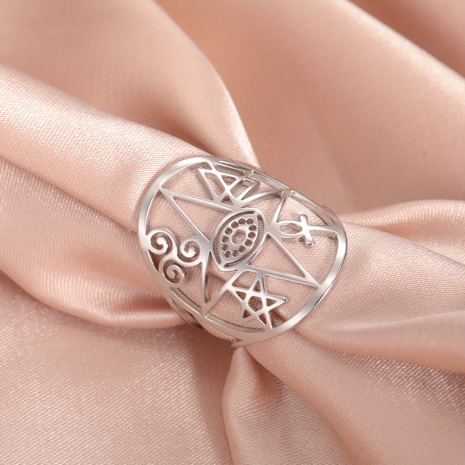 Men's Adjustable Celtic Knot Star Ring, Bohemian Vintage Style
